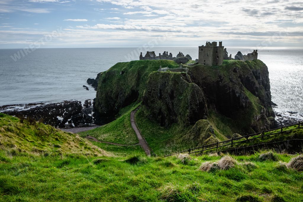 A beautiful view of the Dunnottar Castle on the northeast coast of Scotland