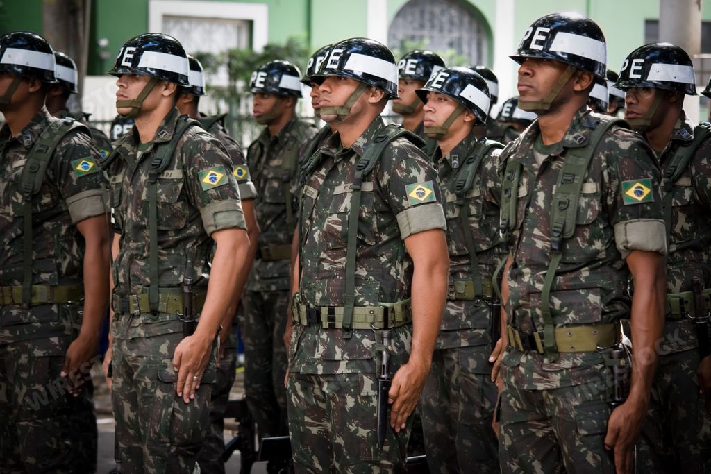 The Brazilian Army soldiers during a military parade in celebration of Brazil independence