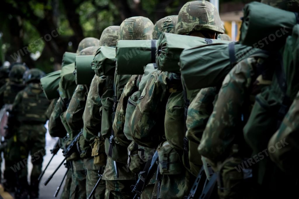 The Brazilian Army soldiers during a military parade in celebration of Brazil independence