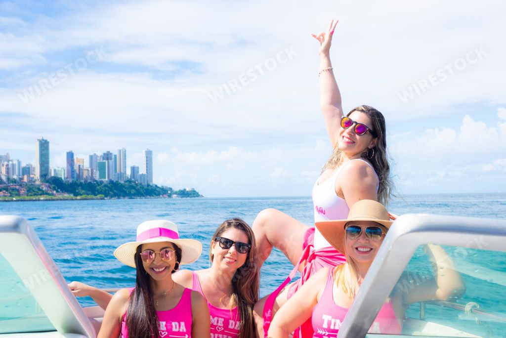 The women on a boat in a bikini in Salvador, Bahia, Brazil