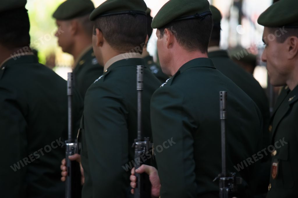 The Brazilian Army soldiers during a military parade in celebration of Brazil independence