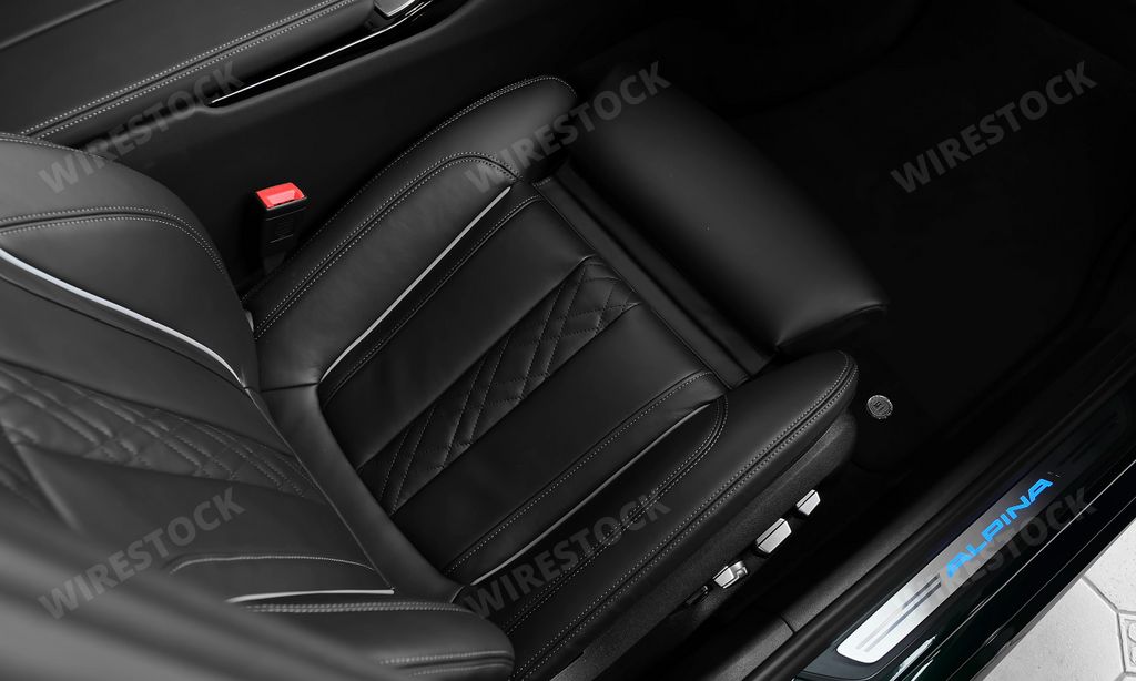 The modern car BMW Alpina D5 S interior with elegant sport elements- Concept for automobile and technology