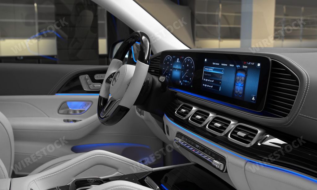 A Mercedes Maybach GLS 600 - Modern Car Interior. Concept For Automobile And Technology