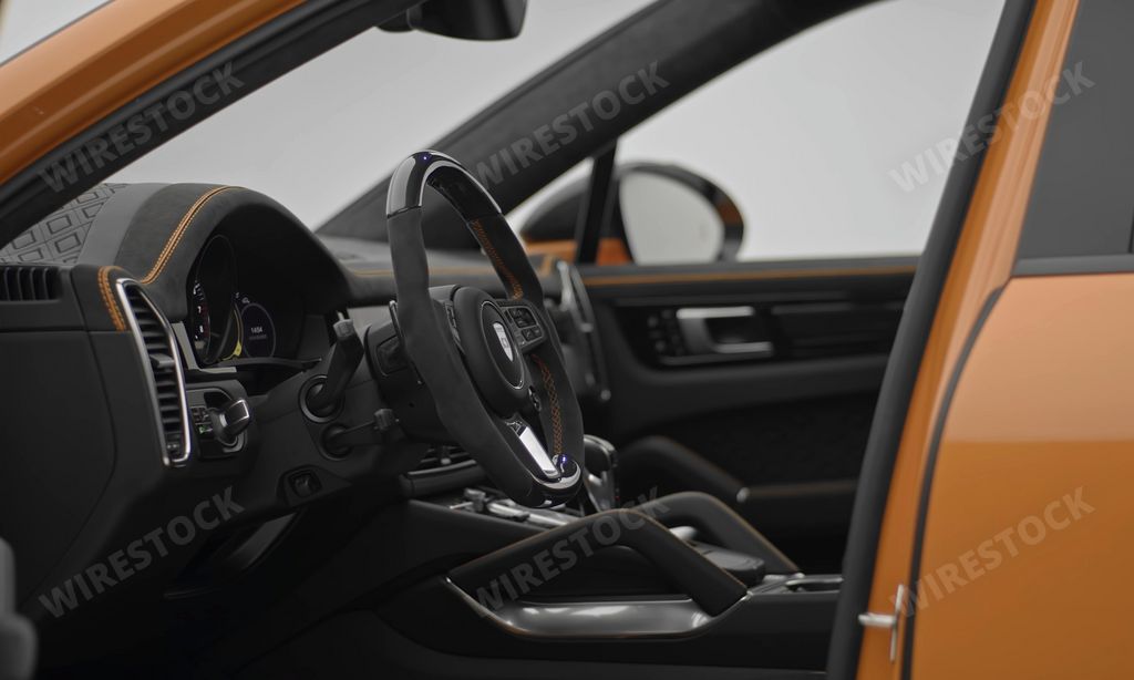 A closeup shot of luxury Porsche Cayenne Coupe interior