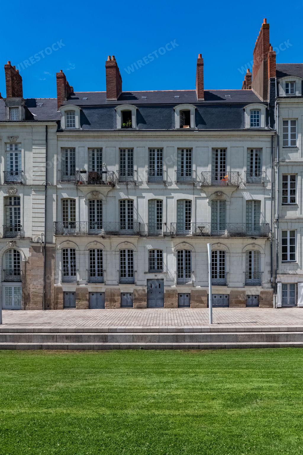 Nantes, beautiful city in France, ancient crooked facades quai Turenne in the historic center