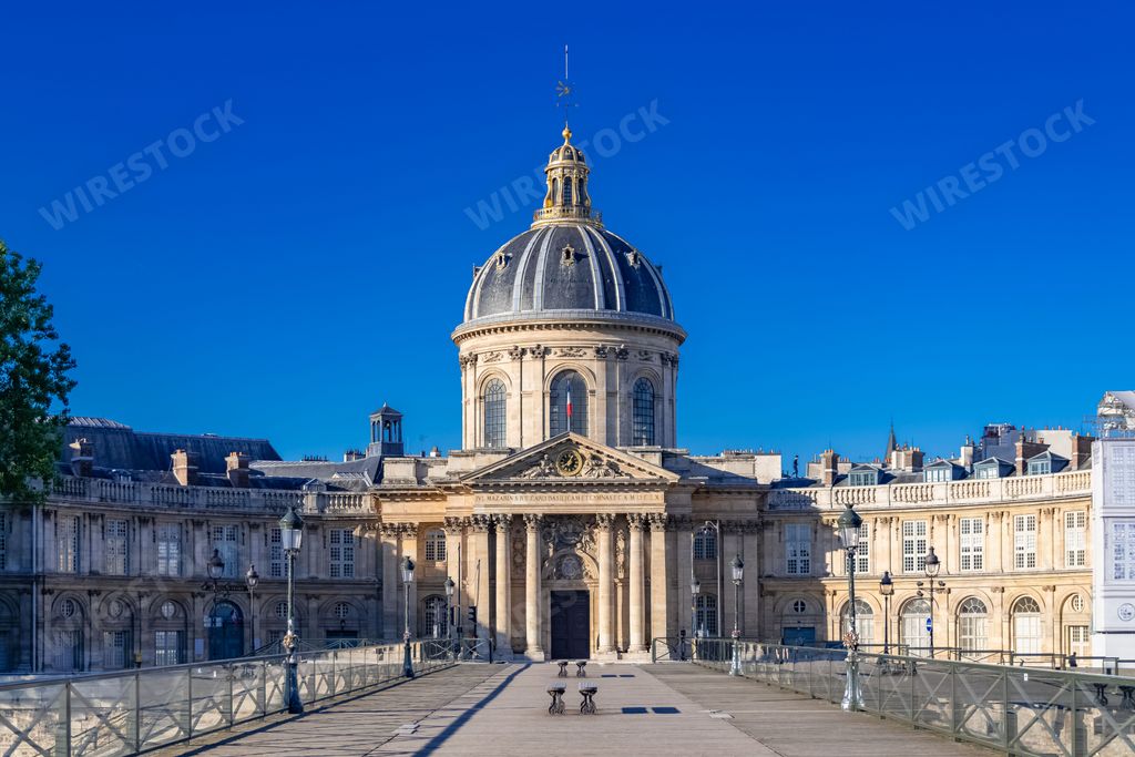 Paris, the Pont des Arts on the Seine, and the Institut de France, beautiful monument