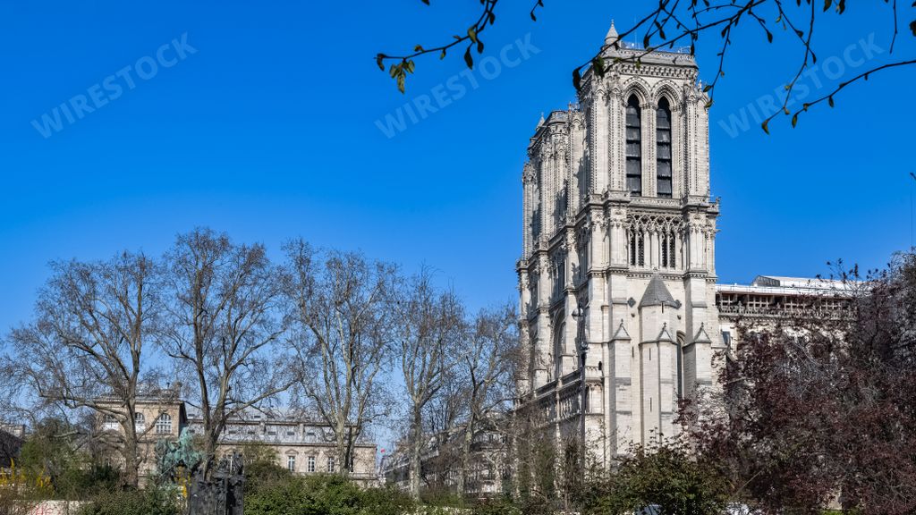 A scenic view of the Notre-Dame Cathedral in Paris
