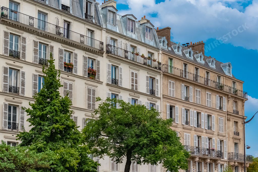 Paris, beautiful building in the center, typical parisian facade place de la Nation