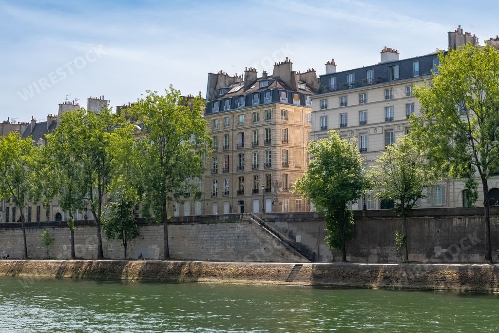 Paris, ile saint-louis and quai de Bourbon, beautiful ancient buildings