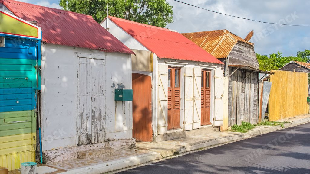 Guadeloupe, the Saintes islands, typical houses in the village