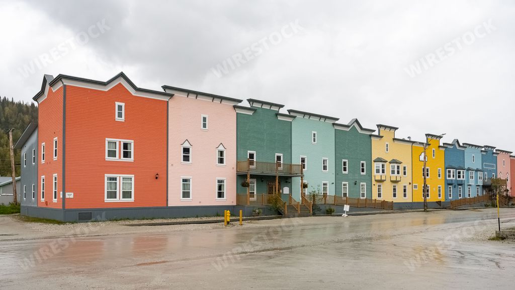The colorful houses in Dawson city, Yukon, Canada