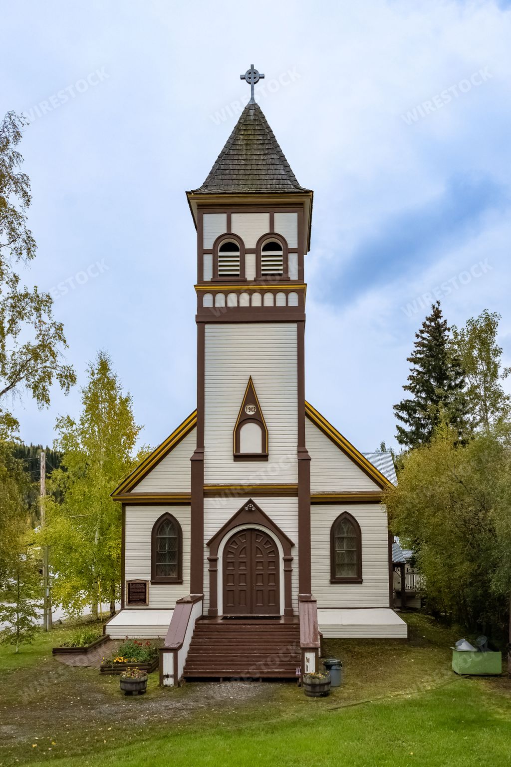 Dawson city in Yukon, Canada, the small church in the ancient village of the gold rush