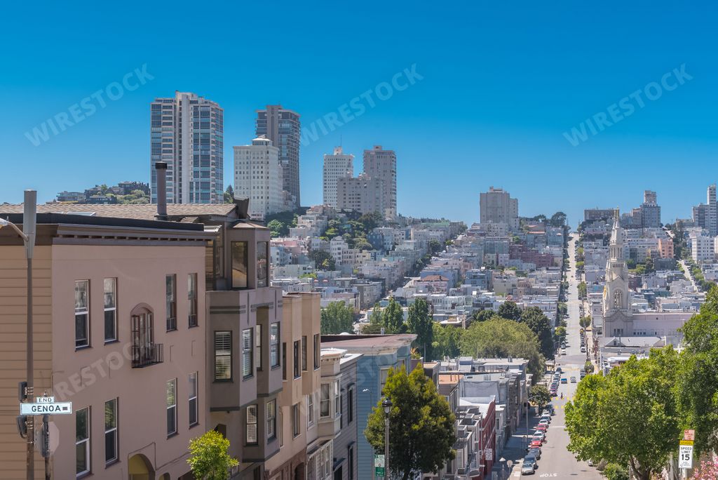 San Francisco, panorama of Telegraph Hill, Washington Square and Russian Hill