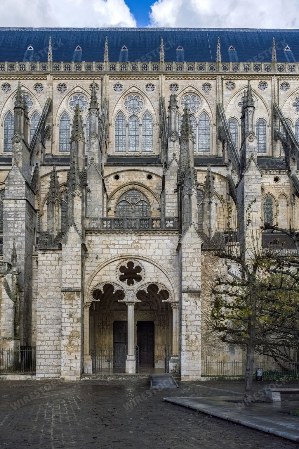 The beautiful Saint-Etienne cathedral in the medieval Bourges city in France