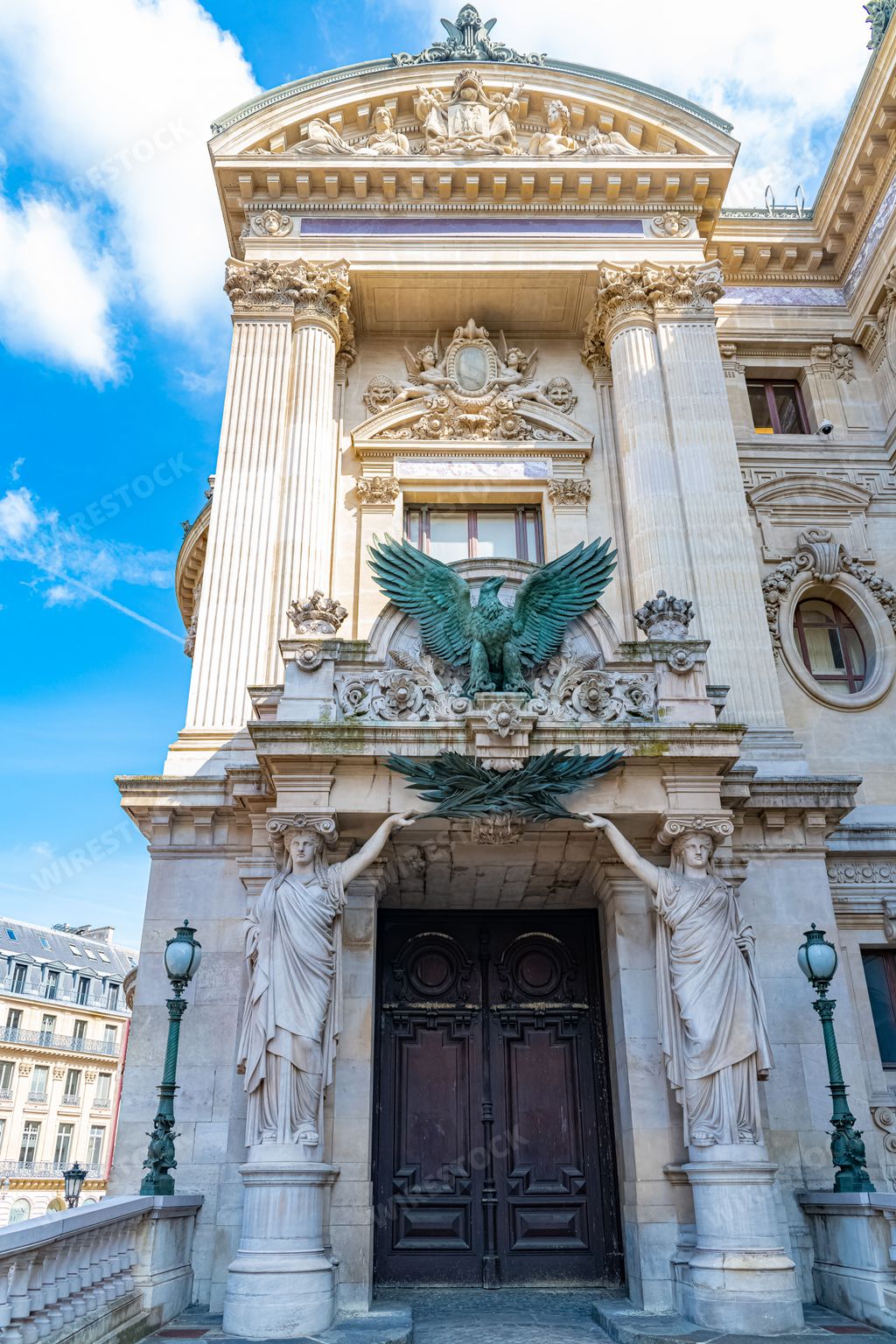 Paris, the Opera Garnier, beautiful monument of the french capital, with luxury buildings