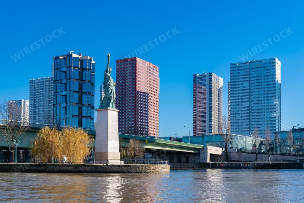 Paris, the Grenelle bridge on the Seine, with the liberty statue