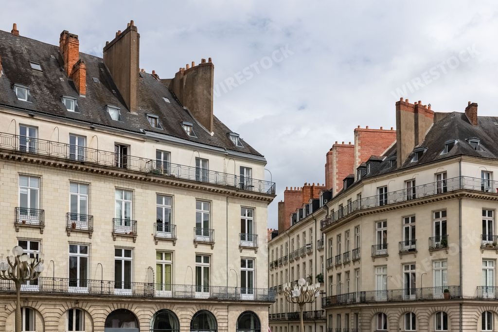 Nantes, beautiful city in France, ancient buildings place Graslin, in the historic center