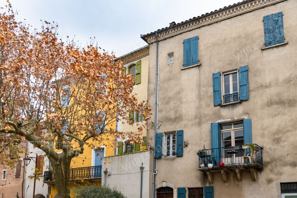 Sauve, medieval village in France, view of typical street and houses