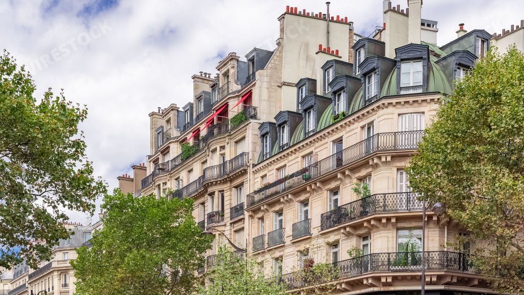 Paris, beautiful building in the center, typical parisian facade place de la Nation