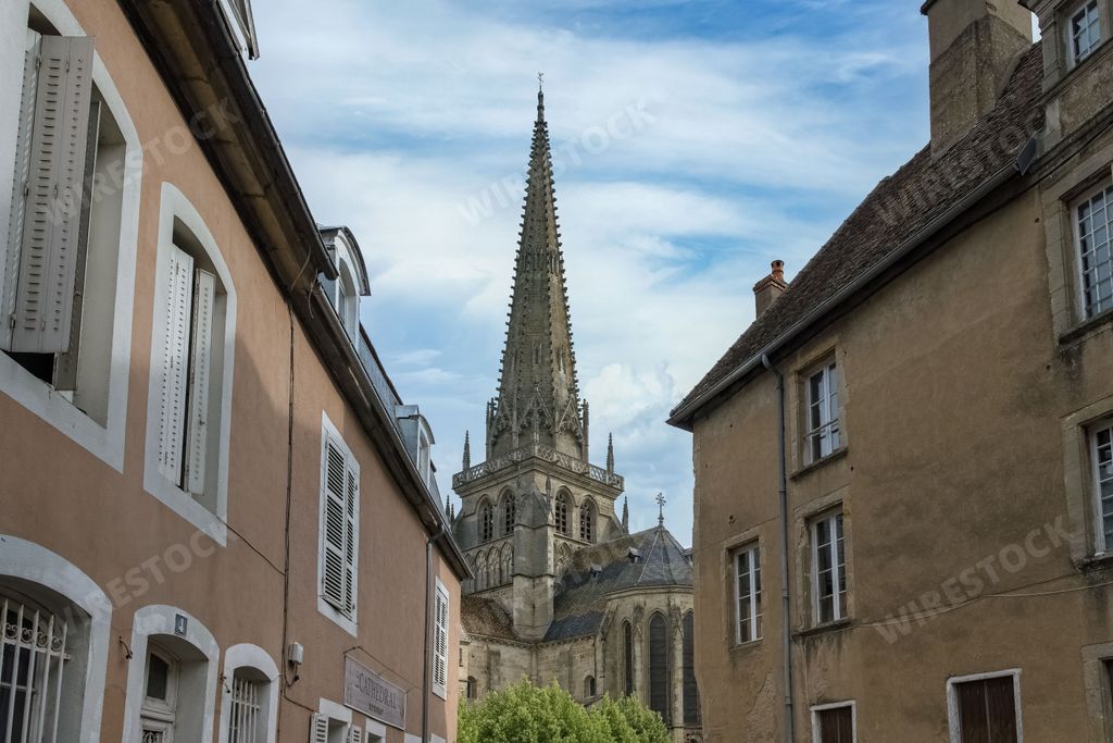 The historic Saint-Lazare cathedral in the historical center of Burgundy, France
