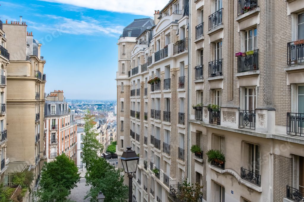Paris, typical cobblestone street of Montmartre