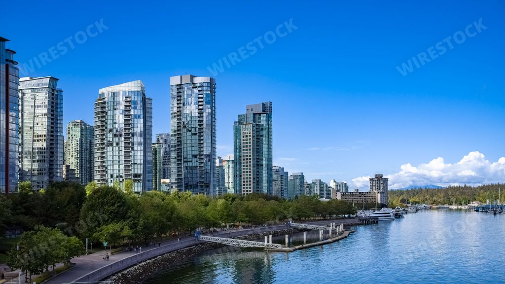 Vancouver, city in Canada, aerial view of the buildings in the center