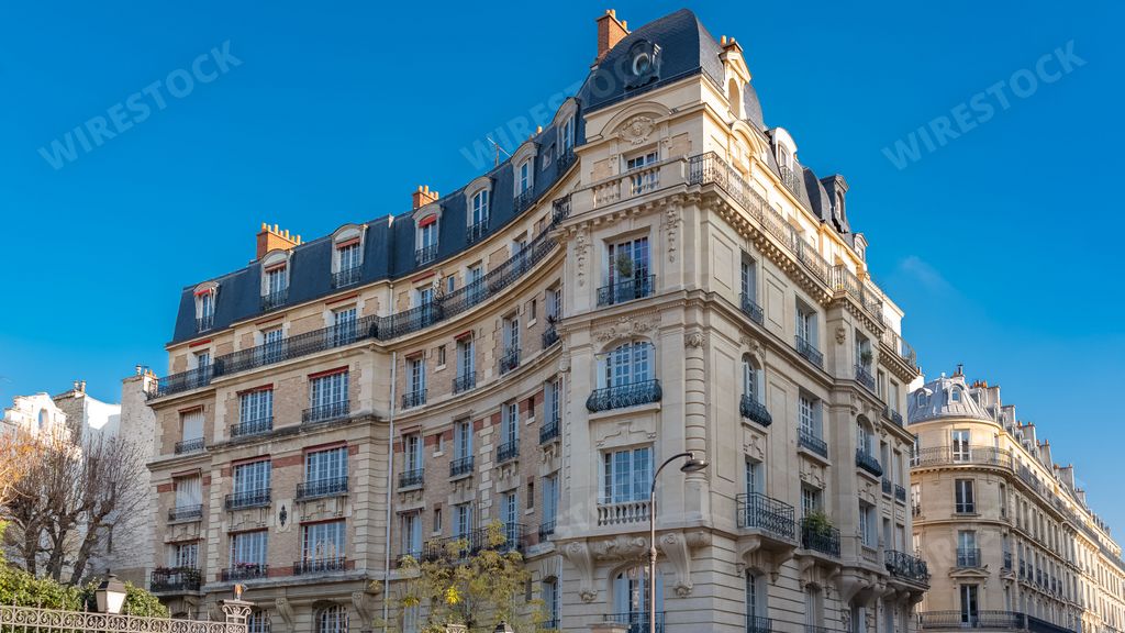 An exterior of residential buildings in Villa Montmorency, Paris, France
