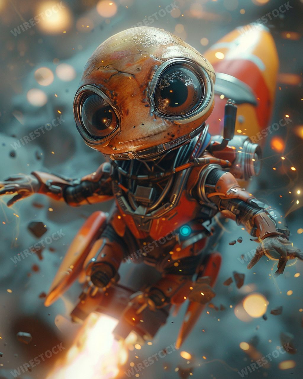 An AI generated illustration of an adorable extraterrestrial creature in an alien environment