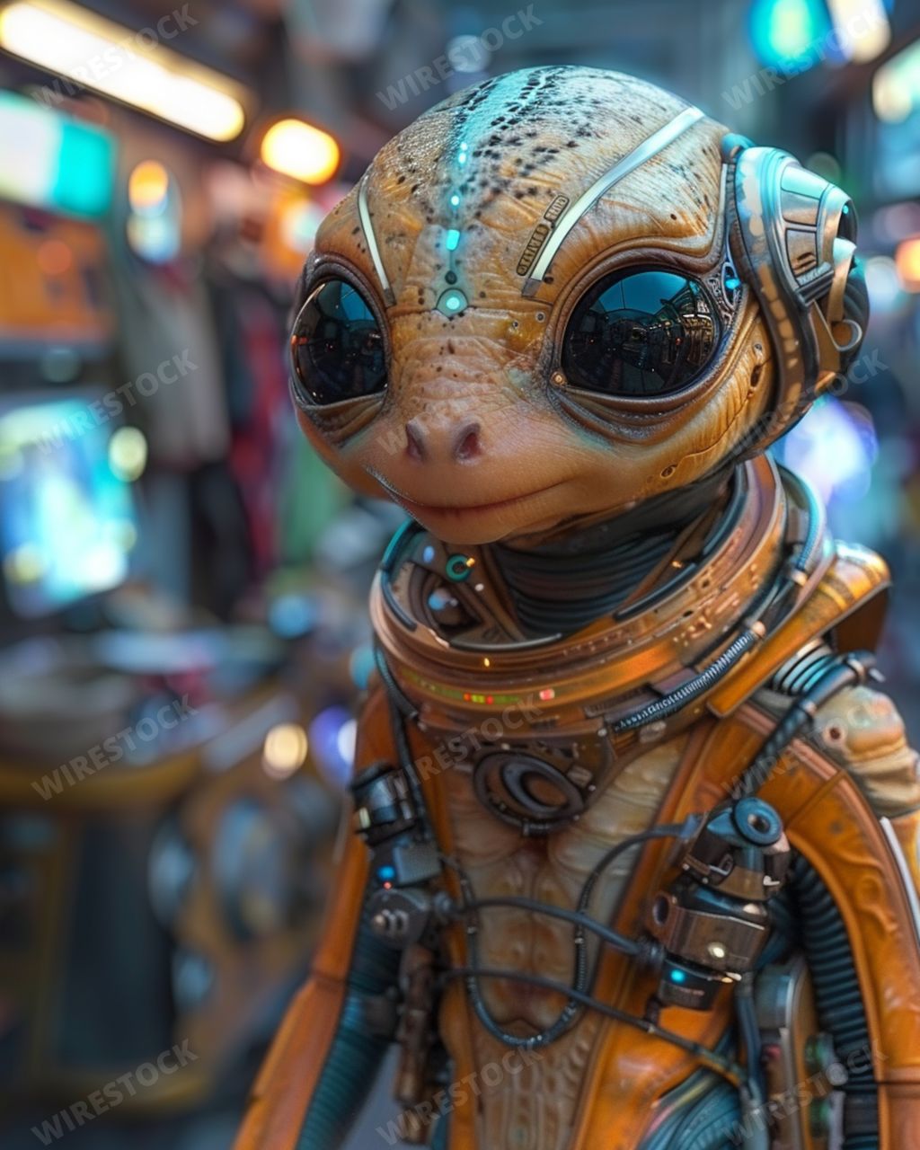 An AI generated illustration of a close-up of a cute alien