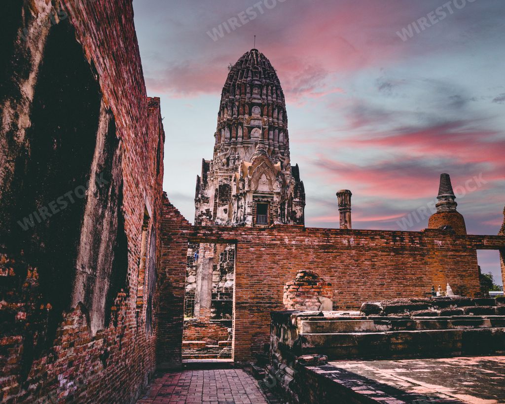 The ancient Wat Ratburana Buddhist temple in Thailand