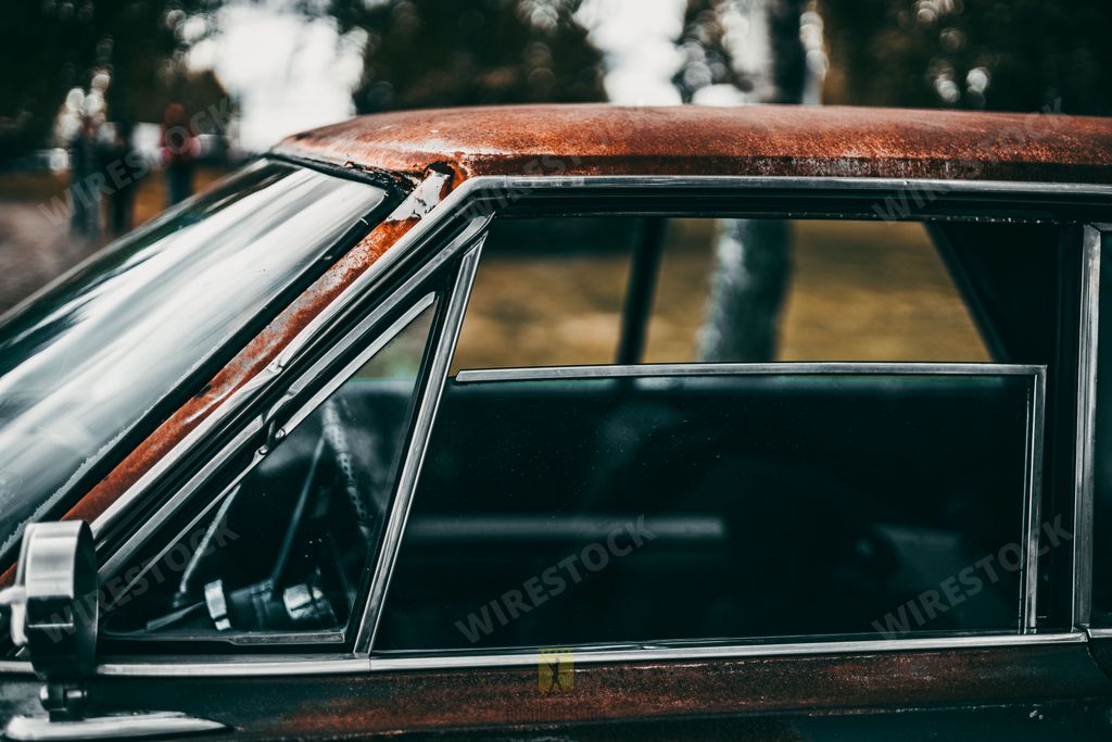 A closeup of an old brown classic car in Hagfors, Sweden