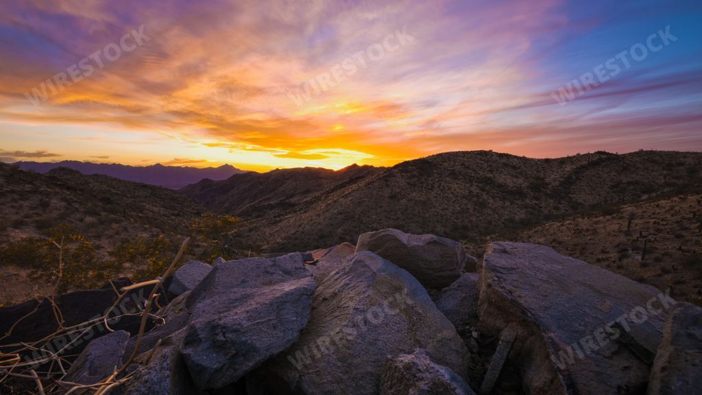 A scenic view of the sunset on South Mountain in Phoenix, Arizona