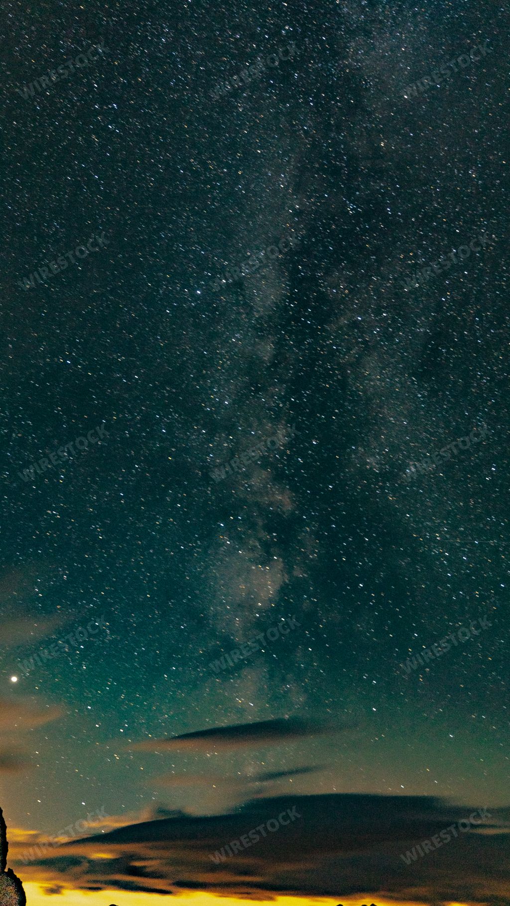 A vertical shot of the beautiful starry night sky