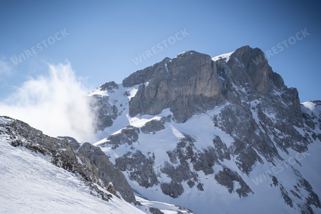 snow peaks in picos de europa national park