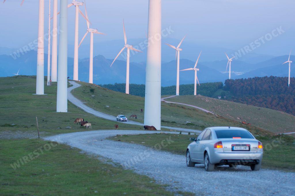 wind generators in the mountains of the basque country in spain