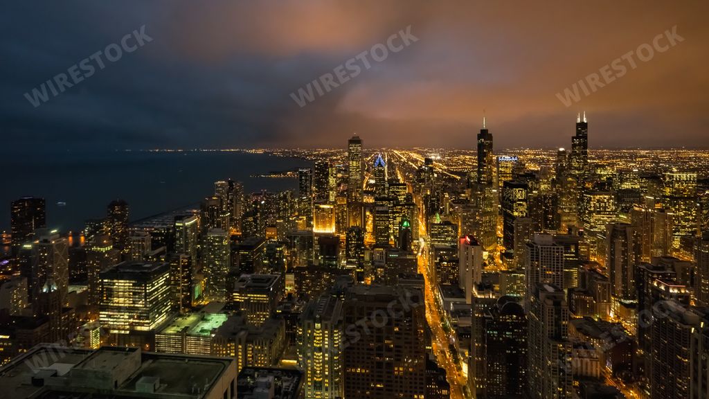 a photo from birds eye view on night new york city