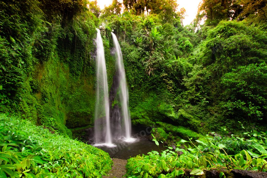 The Tiu Teja Waterfalls with long exposure in Lombok Island, Indonesia