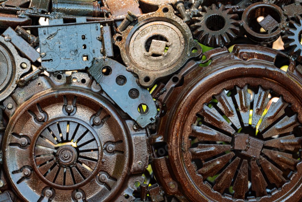 A closeup of a random assortment of mechanical components