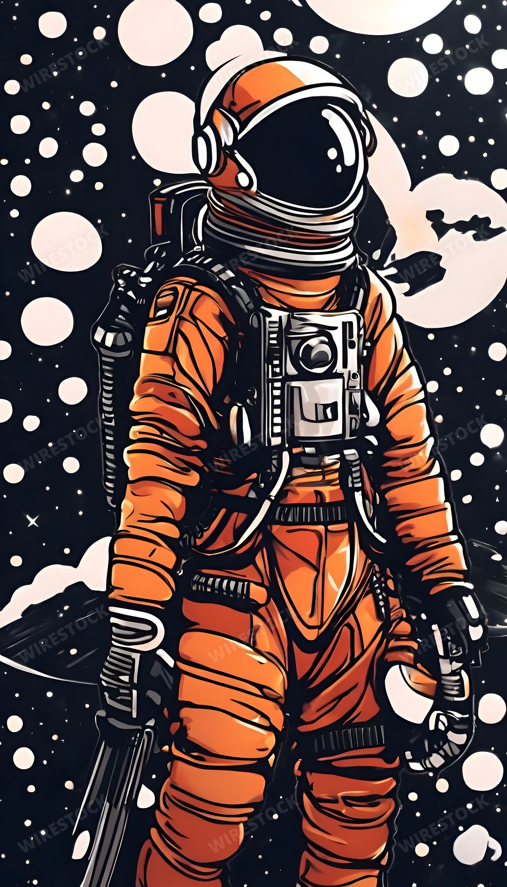 An AI generated illustration of An astronaut in a space suit strolling on an alien planet's surface