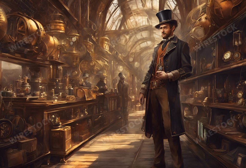 An AI generated illustration of A man surrounded by shelves of clocks in a room