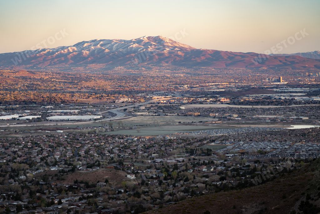 View of Reno Nevada with mountains in background