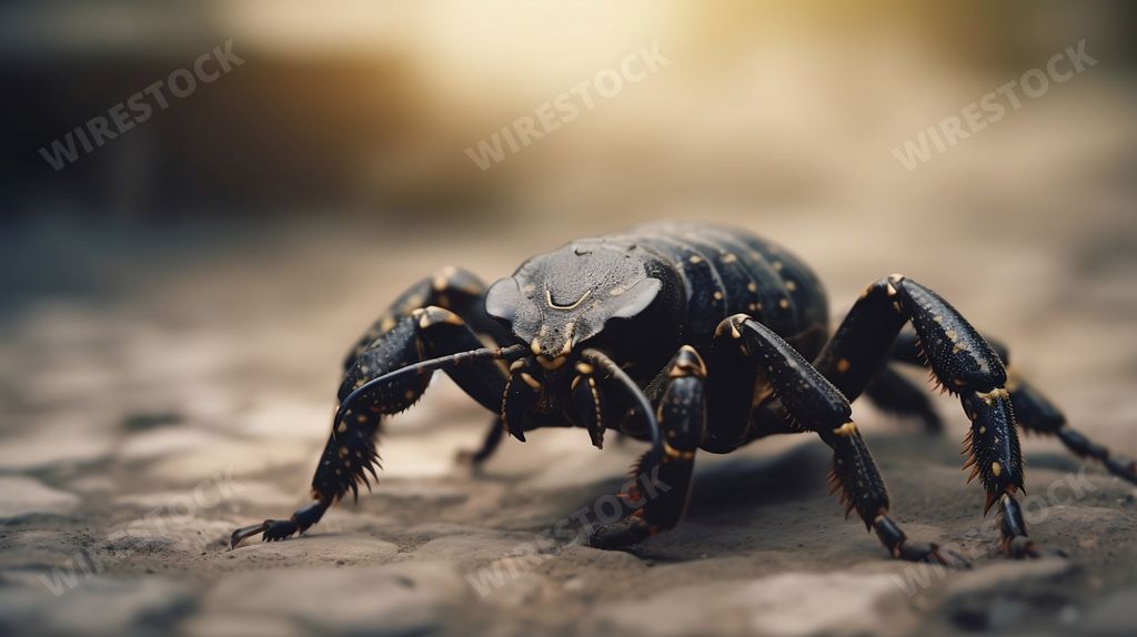 An AI-generated illustration of an Anostostomatidae on a rock with a blurry background