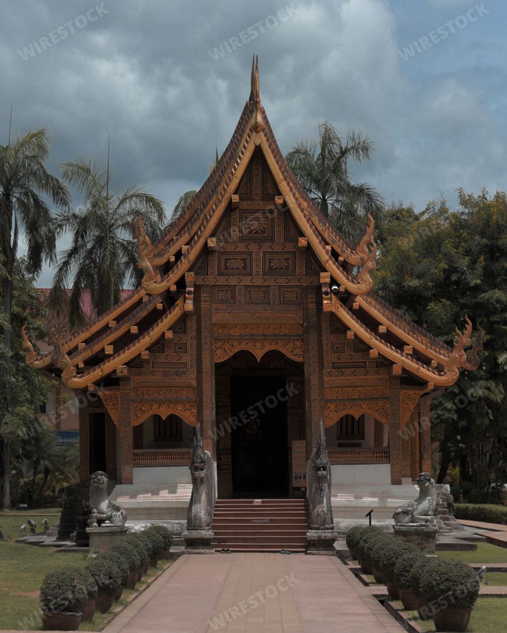 A vertical shot of the famous historic Wat Phra Singh Temple in Thailand