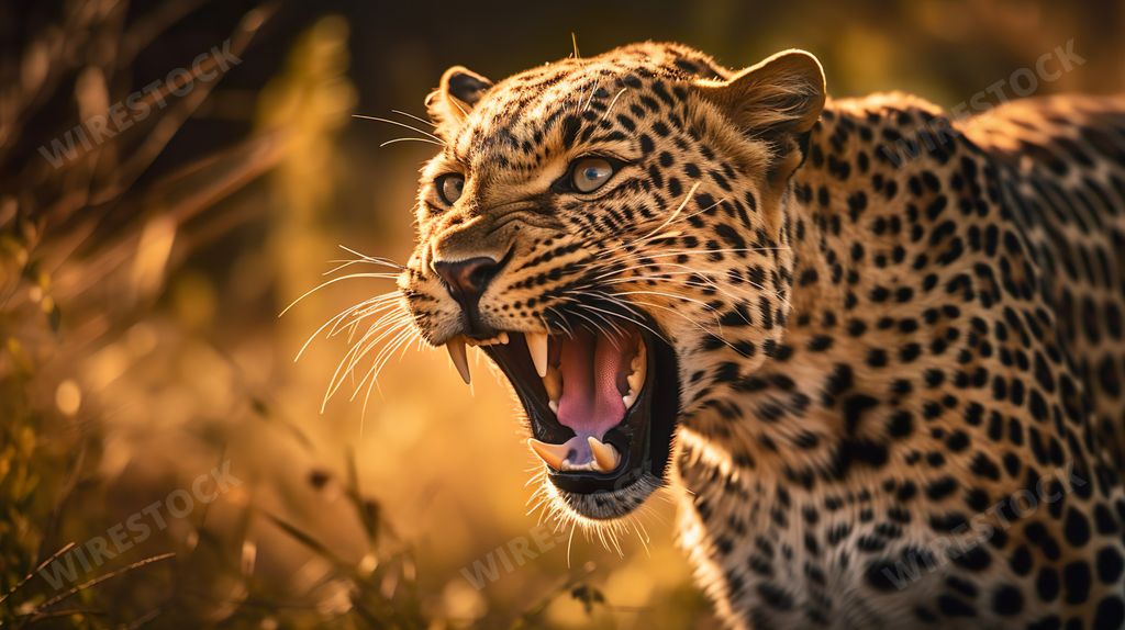 An AI generated illustration of A majestic and powerful leopard is seen in its natural habitat, a lush green forest