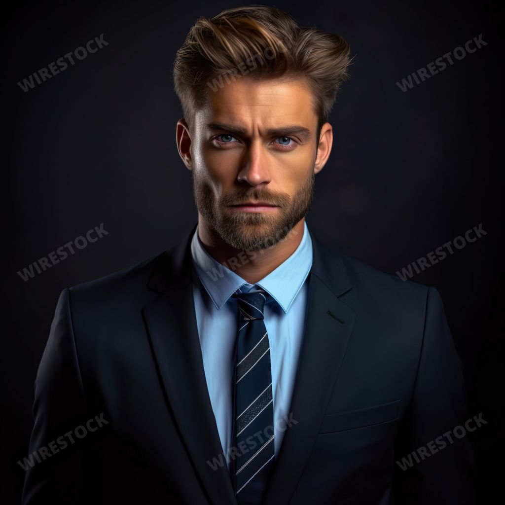 An AI generated portrait of man wearing suit with tie