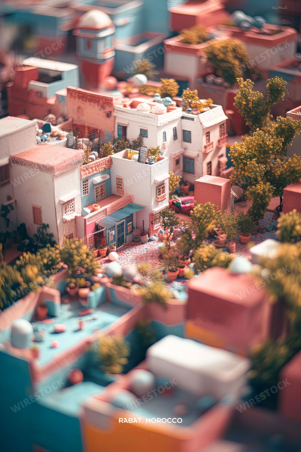 Explore the captivating streets of Rabat with this design, capturing the city's architectural gems and vibrant culture, AI generated
