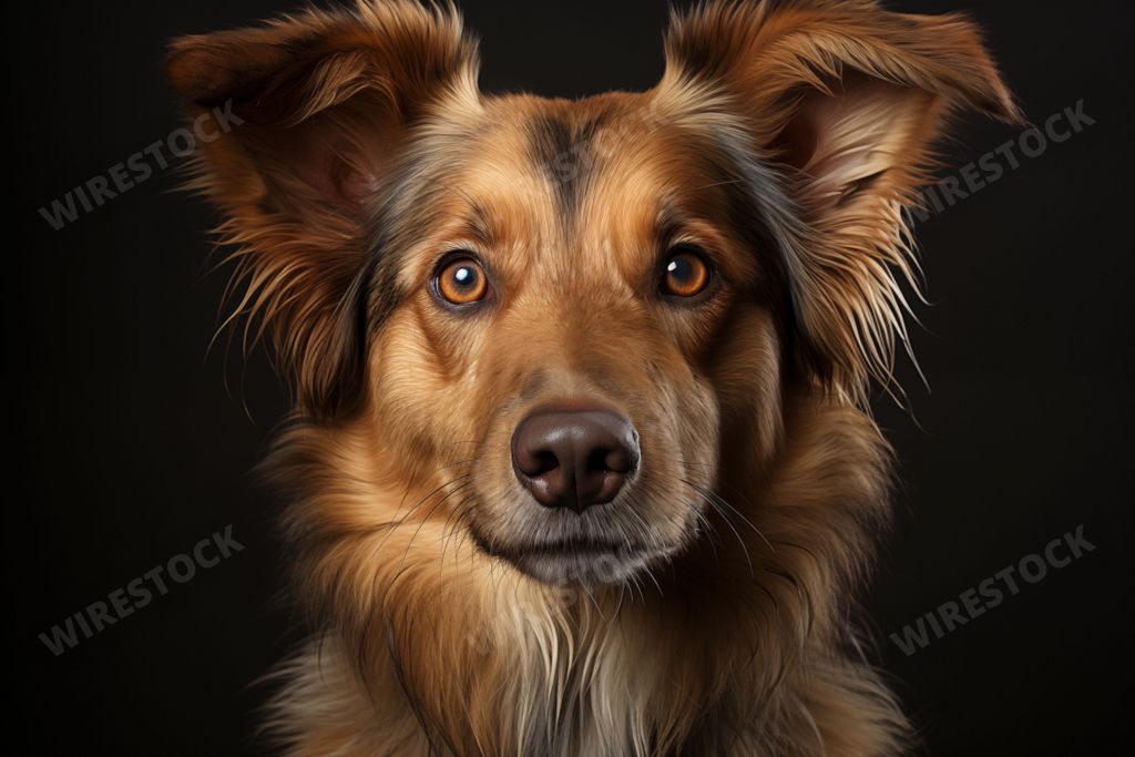 An AI generated illustration of a German Shepherd Mix Dog on a black background