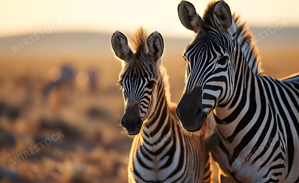 An AI generated illustration of zebras in an outdoor grassland environment running