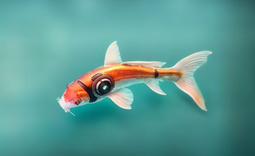 AI generated illustration of a cyberpunk Japanese koi fish floating in ...