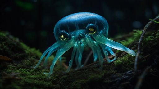 AI generated illustration of an underwater view of a fictional octopus ...
